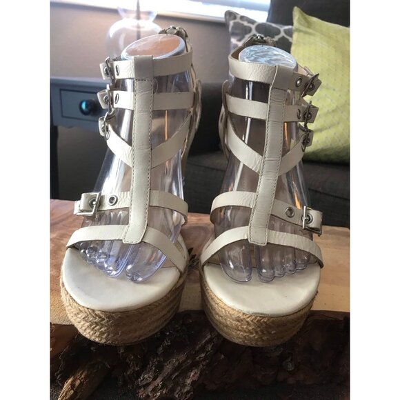 Donald Pliner Taja Platform Wedge Cream Women size 8 **read** - Picture 6 of 12